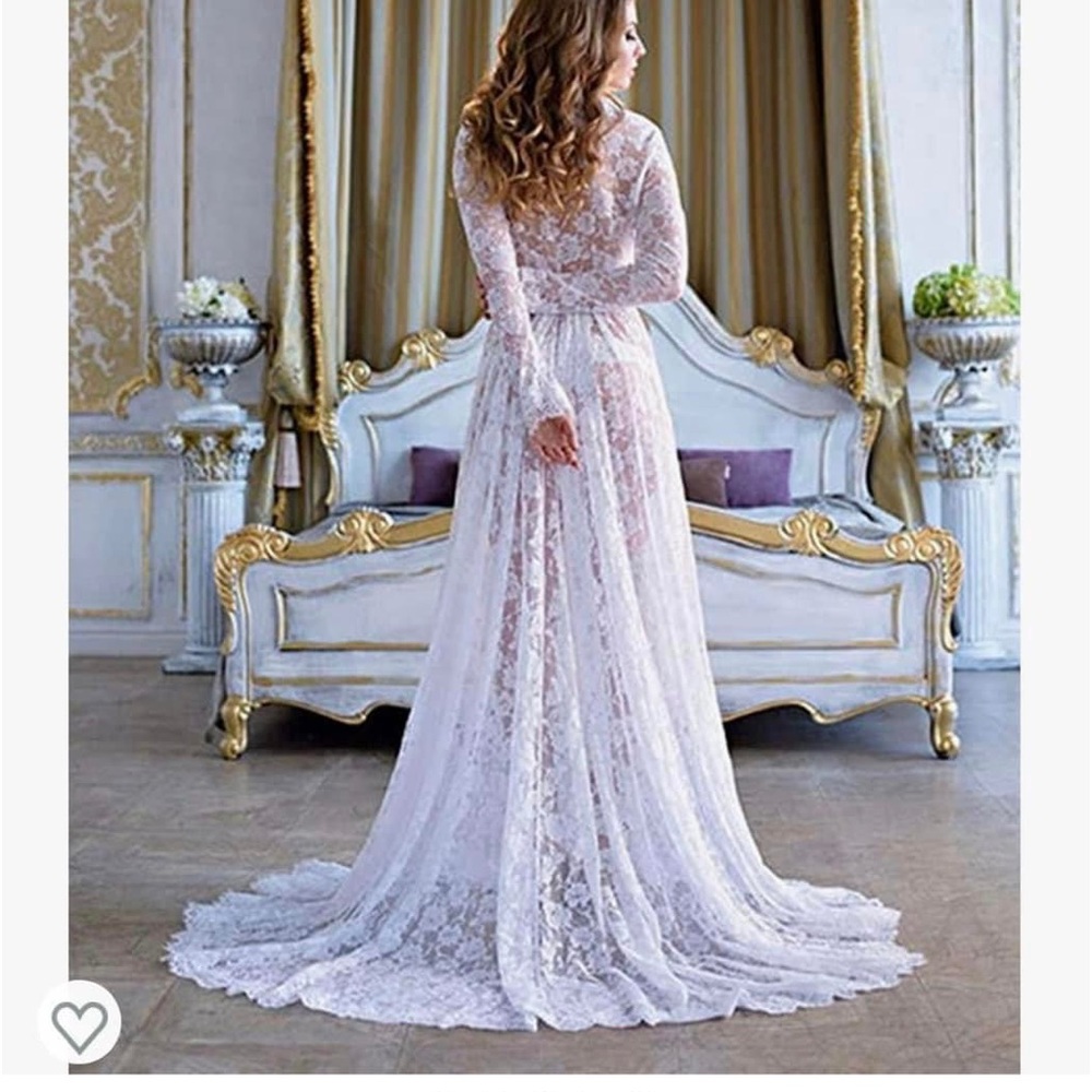 Size small white lace maternity gown.